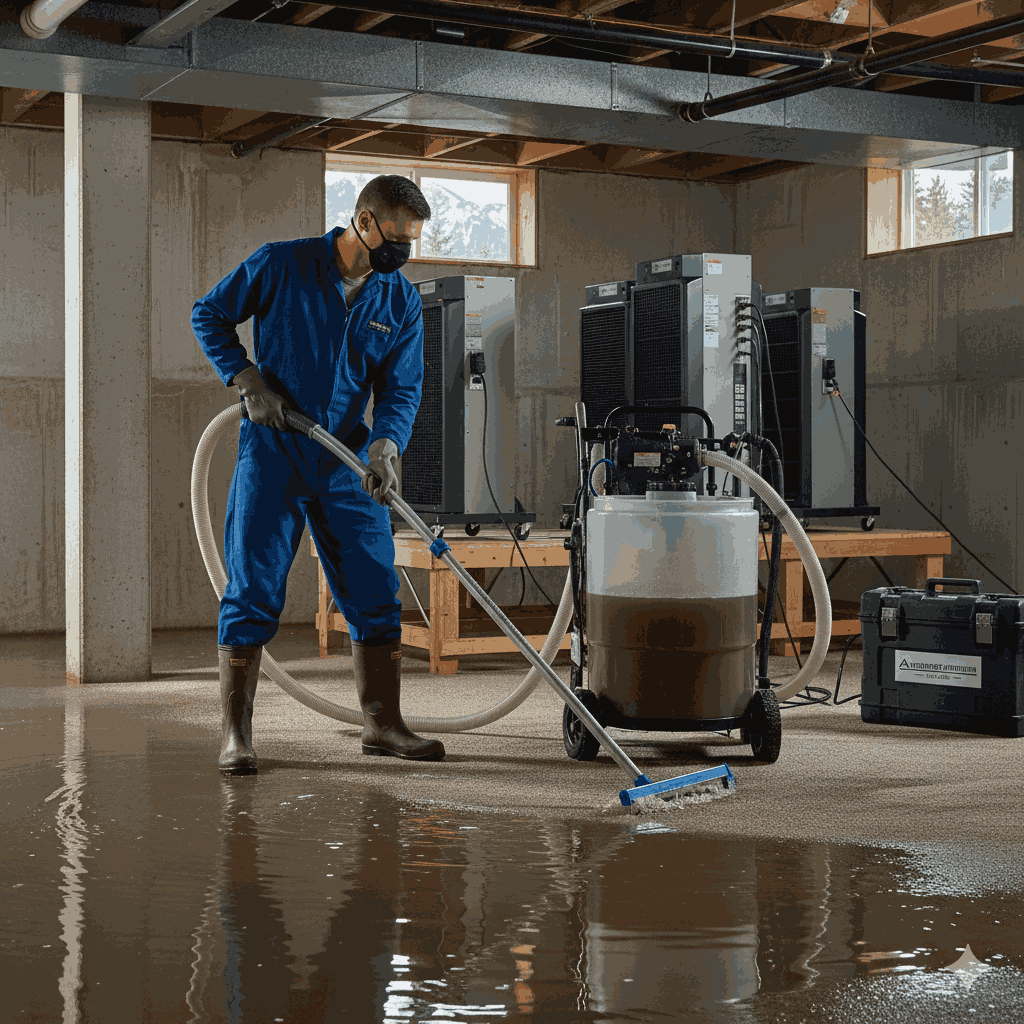 Water Removal Service in Kalispell MT extracting water from flooded basement